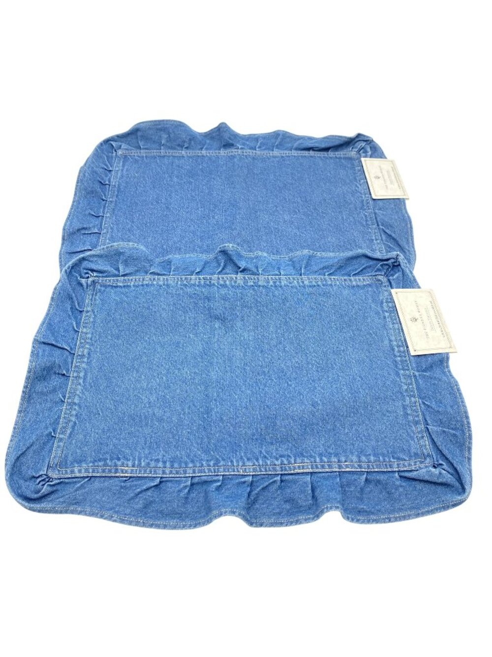 NWT The Pioneer Woman Denim Placemats Set Of 2 Ruffled 14" X 20" Blue Cotton